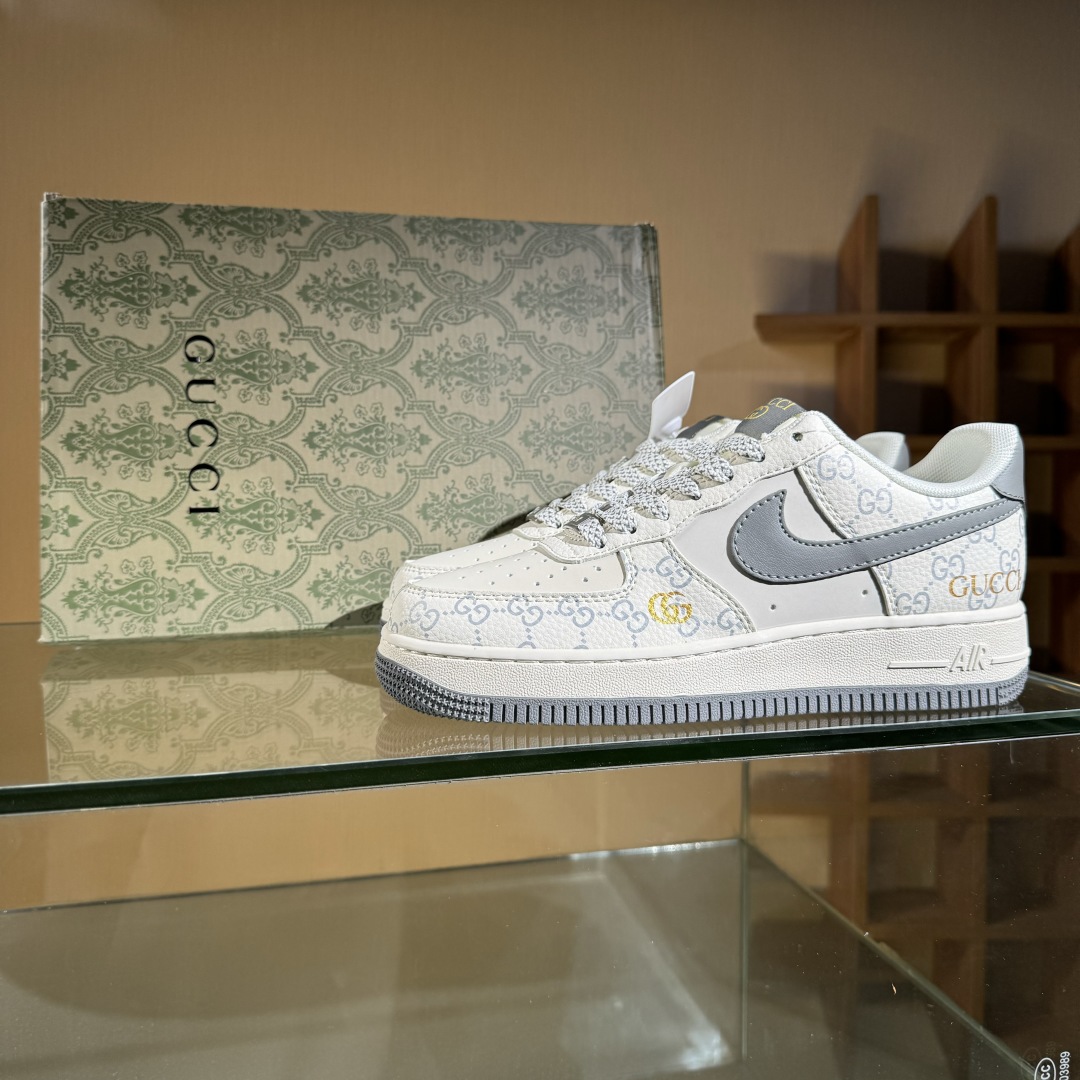 260 Nike Air Force 1'07 Low 古驰联名 花纹灰勾 空军一号低帮休闲板鞋 ZH2598-322