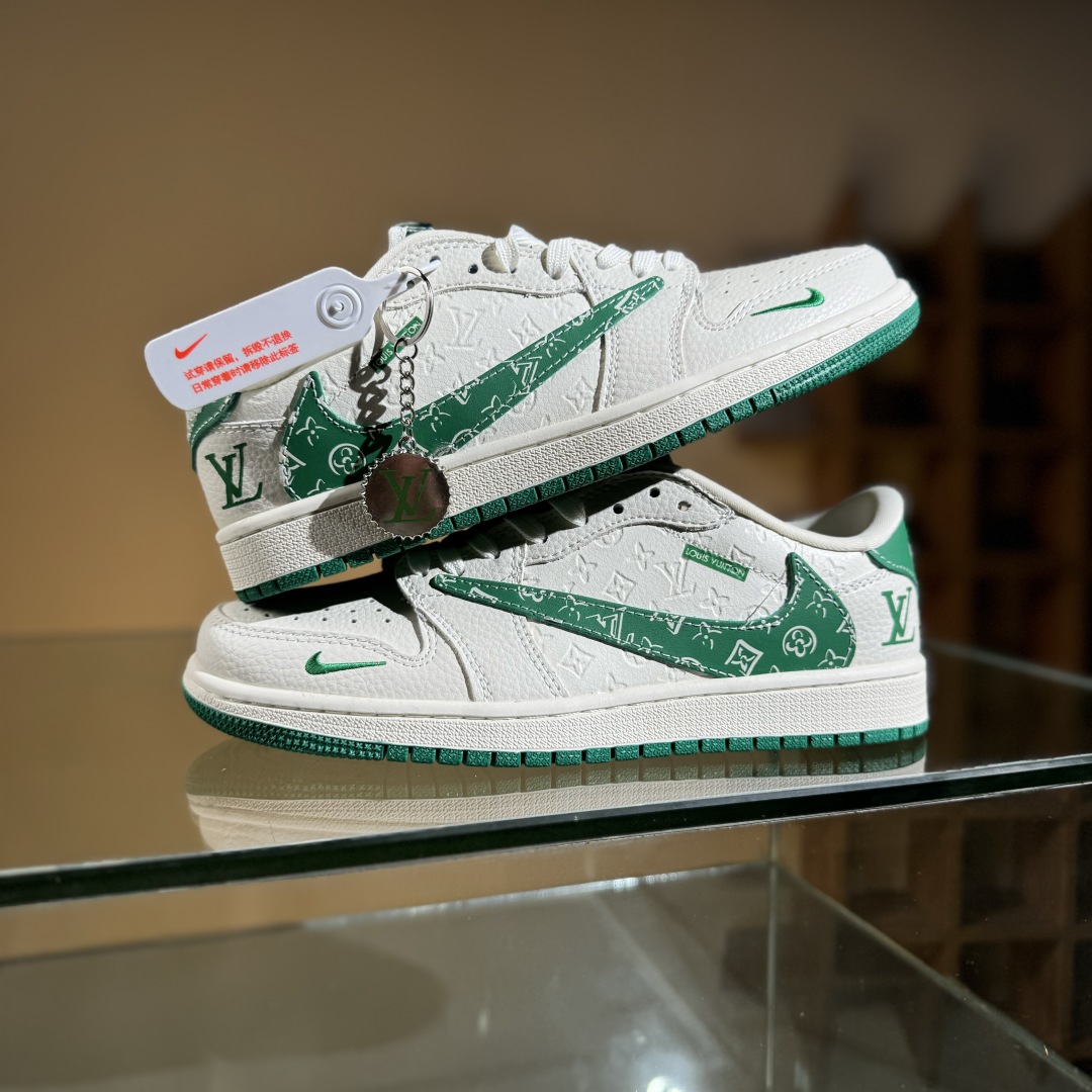 280 Travis Scott x Nike Air Jordan 1 Low x Louis Vuitton Air Jordan 1 Low 反转白绿满印倒钩 XS2025-064