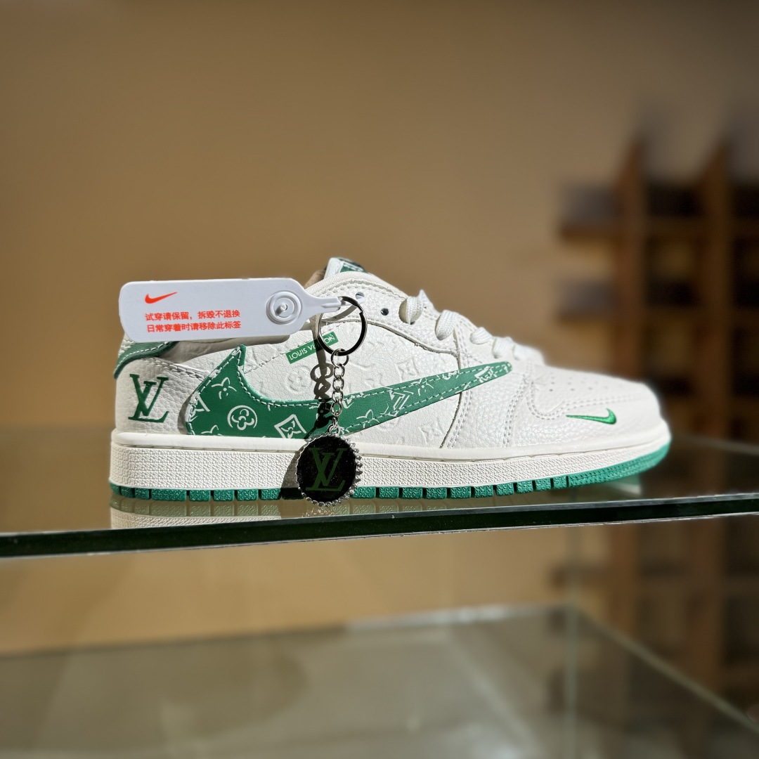 280 Travis Scott x Nike Air Jordan 1 Low x Louis Vuitton Air Jordan 1 Low 反转白绿满印倒钩 XS2025-064