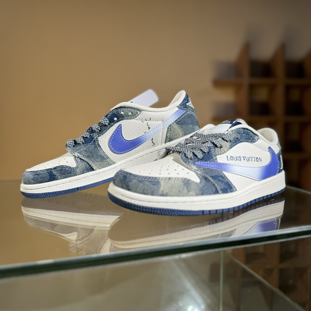 280 Travis Scott x Nike Air Jordan 1 Low x Louis Vuitton Air Jordan 1 Low 反转牛仔蓝白满天星倒钩 XQ1979-002-Chinese UA Cheap High Quatity Brand Clothes Bags handbags Sneakers wholesale wholesaler seller from China Factory suppliers Fashion Clothing Shoes best Quality Beautiful Price 280 Travis Scott x Nike Air Jordan 1 Low x Louis Vuitton Air Jordan 1 Low 反转牛仔蓝白满天星倒钩 XQ1979-002