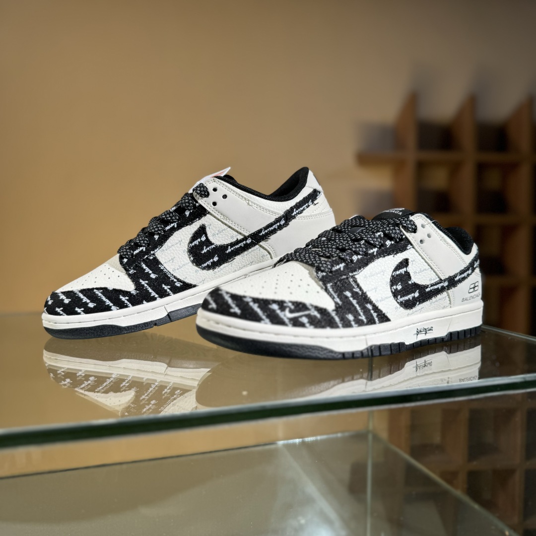 260 Nike SB Dunk Low x Balenciaga 黑白小勾满天星  XD1588-226