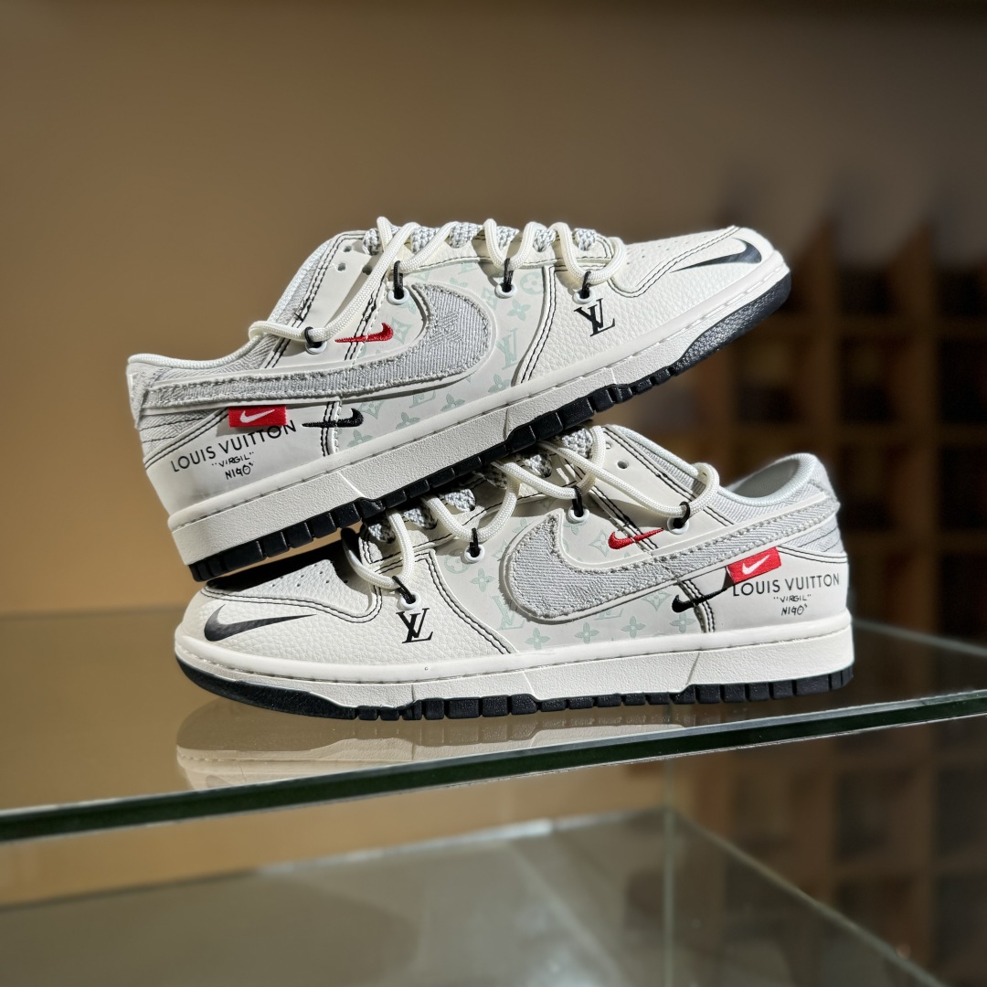 300 Nike SB Dunk Low x Louis Vuitt白灰三小勾绑带满天星 YX5066-379