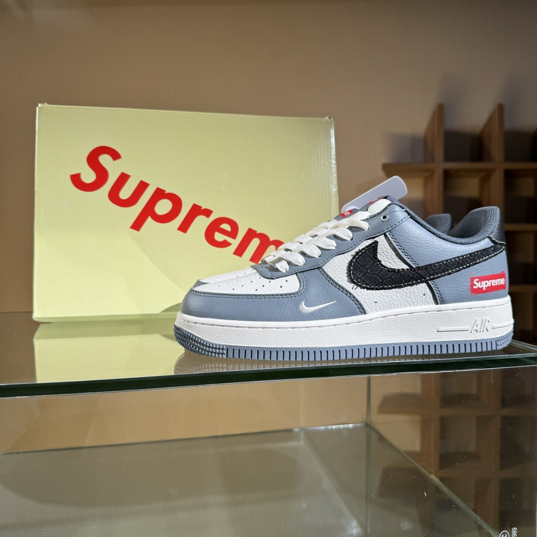 260 Nike Air Force 1 Low 07 x Supreme 灰白小勾  HS8068-046