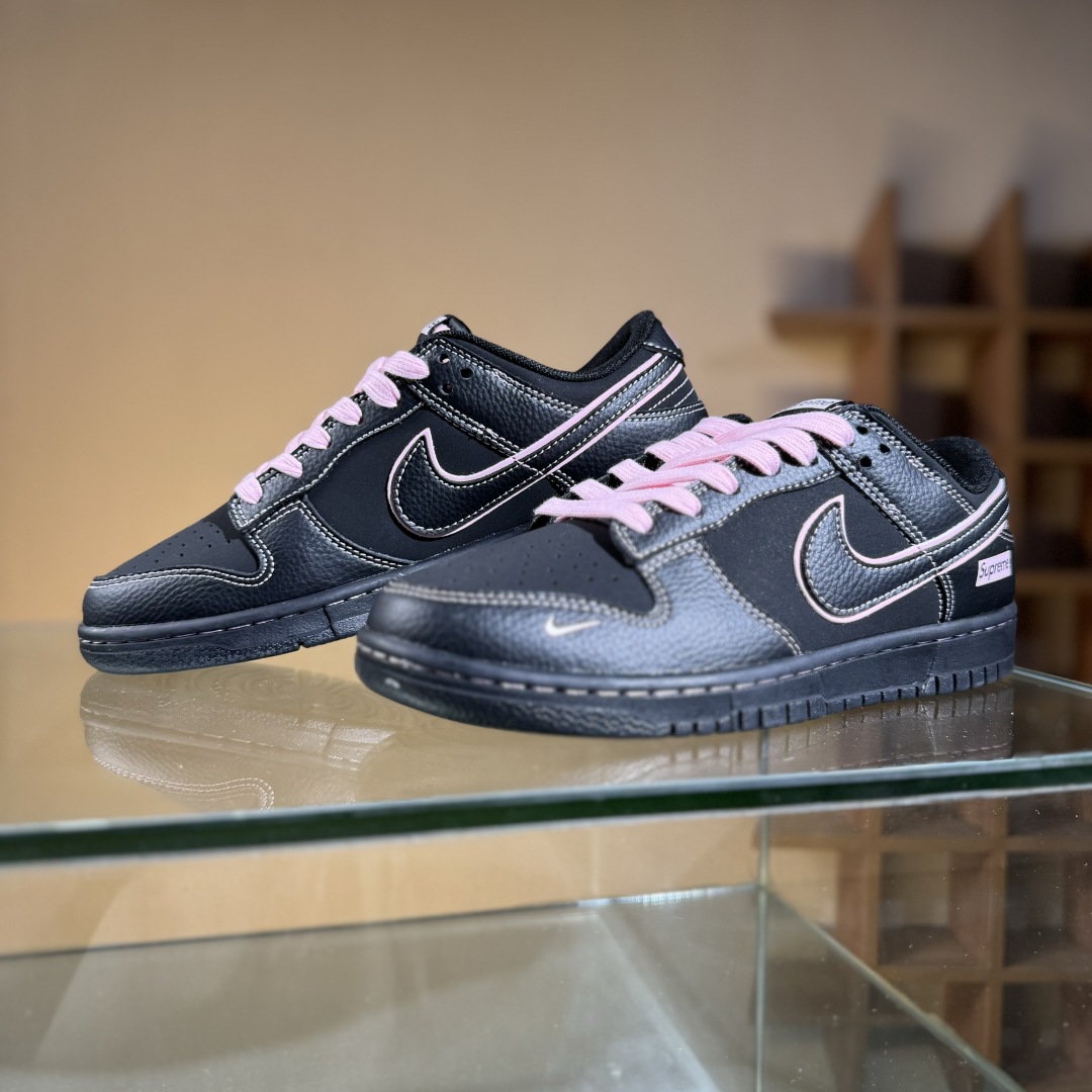 280 Nike SB Dunk Low Supreme联名 全黑米线 高端定制 低帮休闲板鞋 QW5836-014