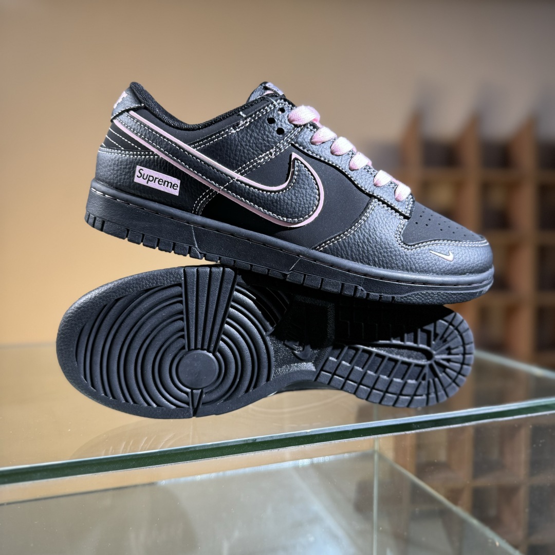 280 Nike SB Dunk Low Supreme联名 全黑米线 高端定制 低帮休闲板鞋 QW5836-014