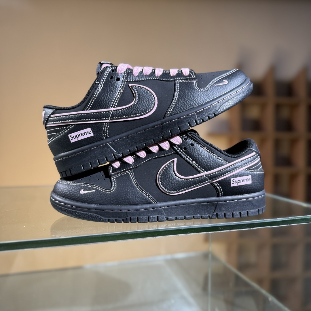 280 Nike SB Dunk Low Supreme联名 全黑米线 高端定制 低帮休闲板鞋 QW5836-014