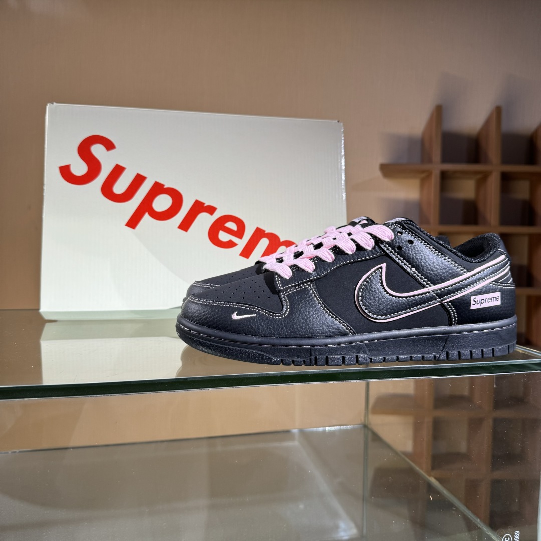 280 Nike SB Dunk Low Supreme联名 全黑米线 高端定制 低帮休闲板鞋 QW5836-014