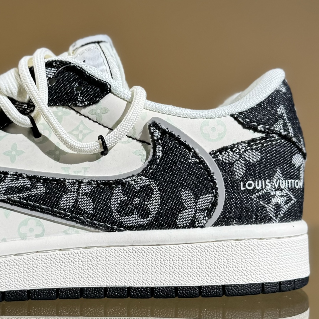 300 Travis Scott x Fragment Design x Air Jordan 1 Low SP AJ1 乔1 LV联名 黑帆布抽绳 低帮文化休闲板鞋 YX5066-388