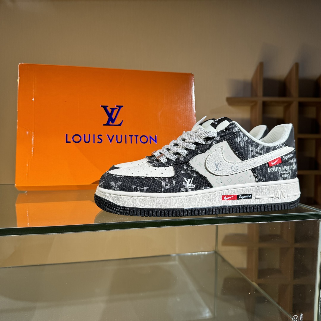 260 Nike Air Force 1'07 Low LV联名 牛仔米白黑 空军一号低帮休闲板鞋 MZ9588-802