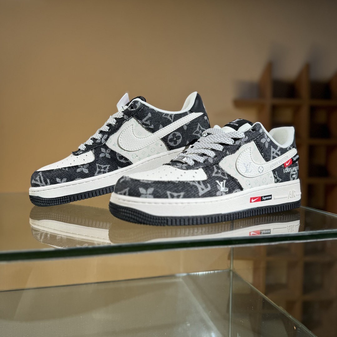 260 Nike Air Force 1'07 Low LV联名 牛仔米白黑 空军一号低帮休闲板鞋 MZ9588-802