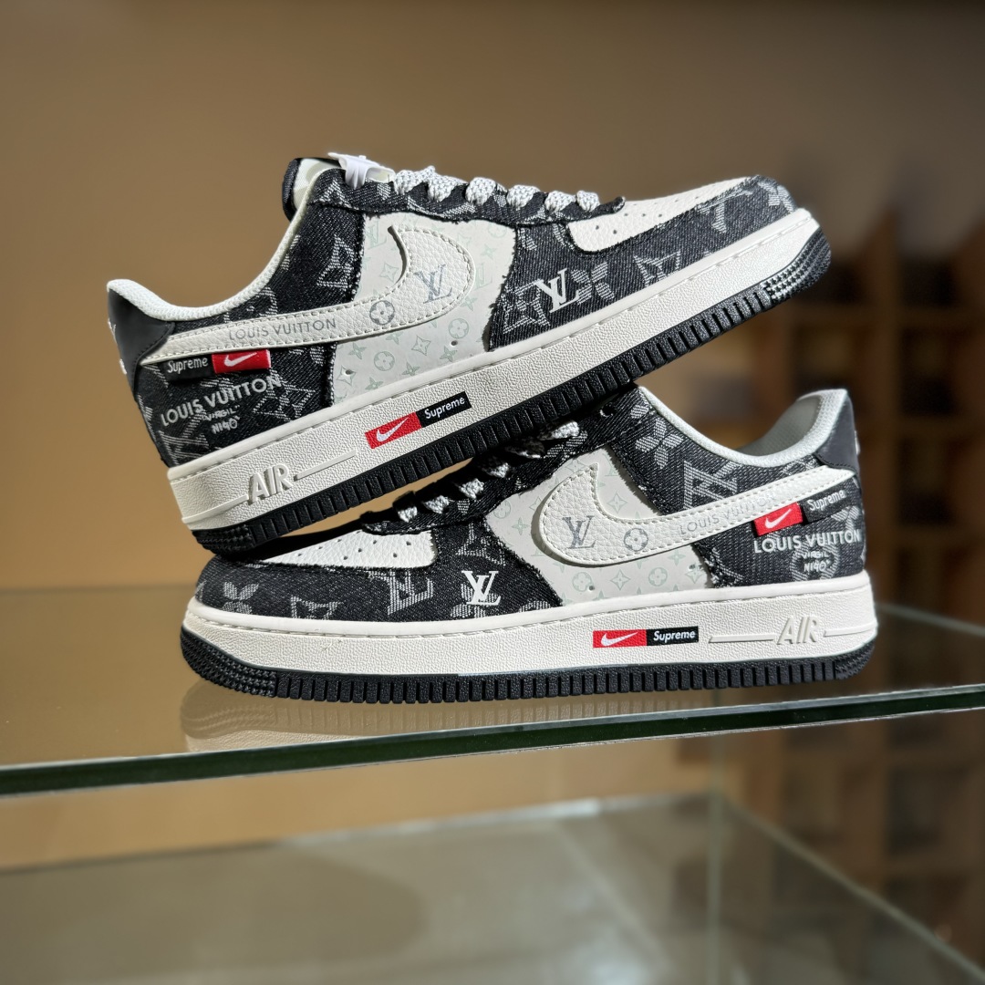 260 Nike Air Force 1'07 Low LV联名 牛仔米白黑 空军一号低帮休闲板鞋 MZ9588-802