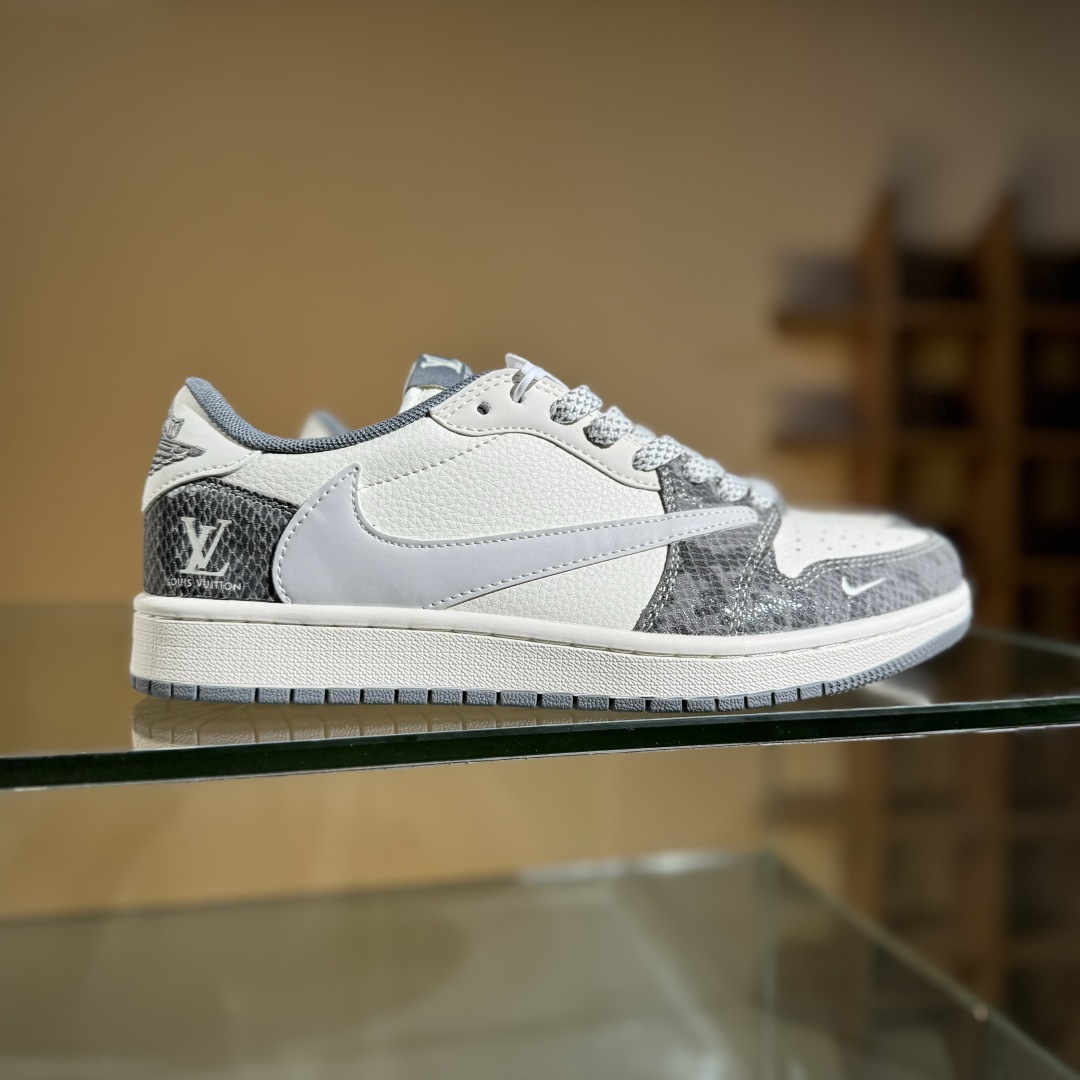 280 Travis Scott x Fragment Design x Air Jordan 1 Low SP AJ1 乔1 LV联名 蛇纹灰 低帮文化休闲板鞋 XS7089-619
