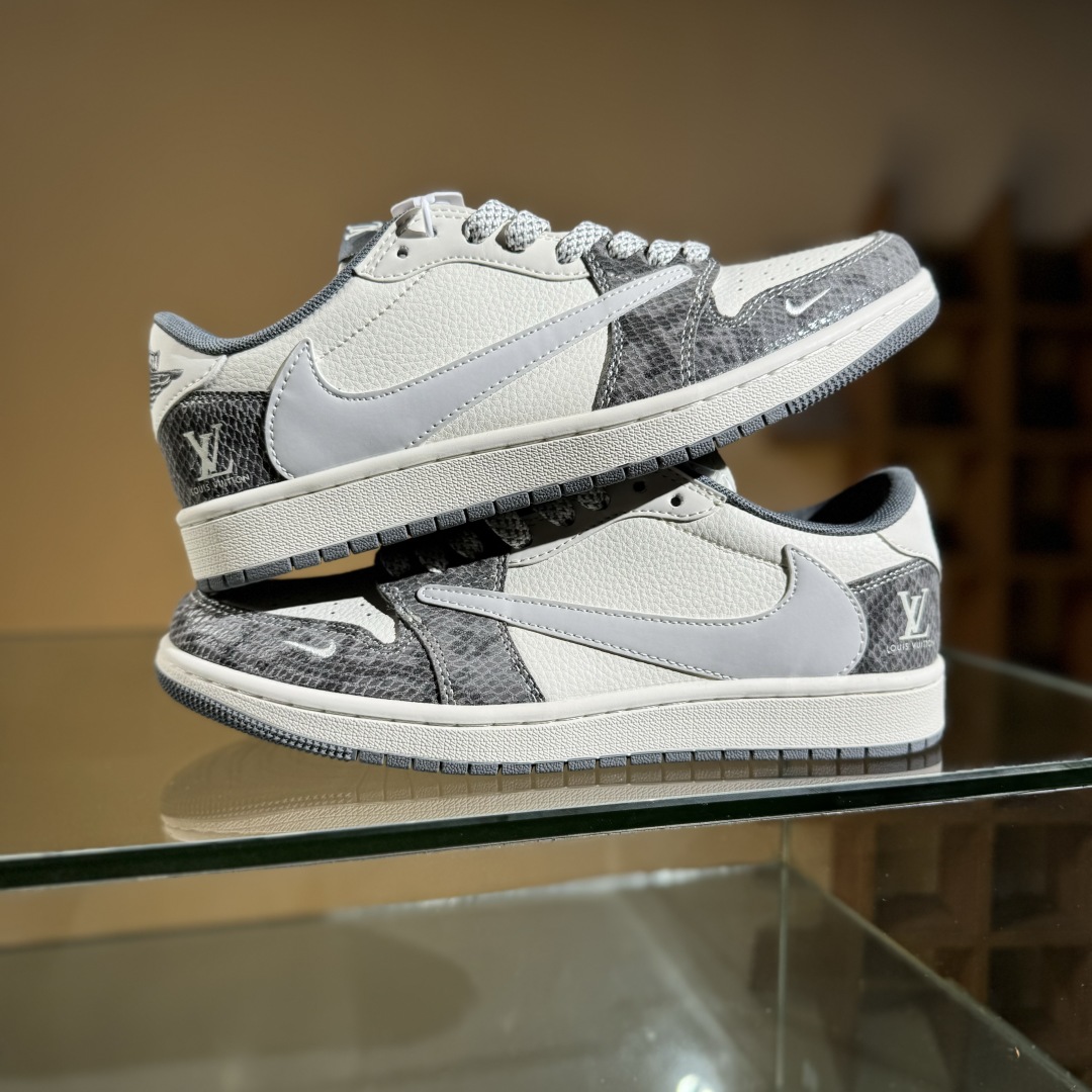 280 Travis Scott x Fragment Design x Air Jordan 1 Low SP AJ1 乔1 LV联名 蛇纹灰 低帮文化休闲板鞋 XS7089-619