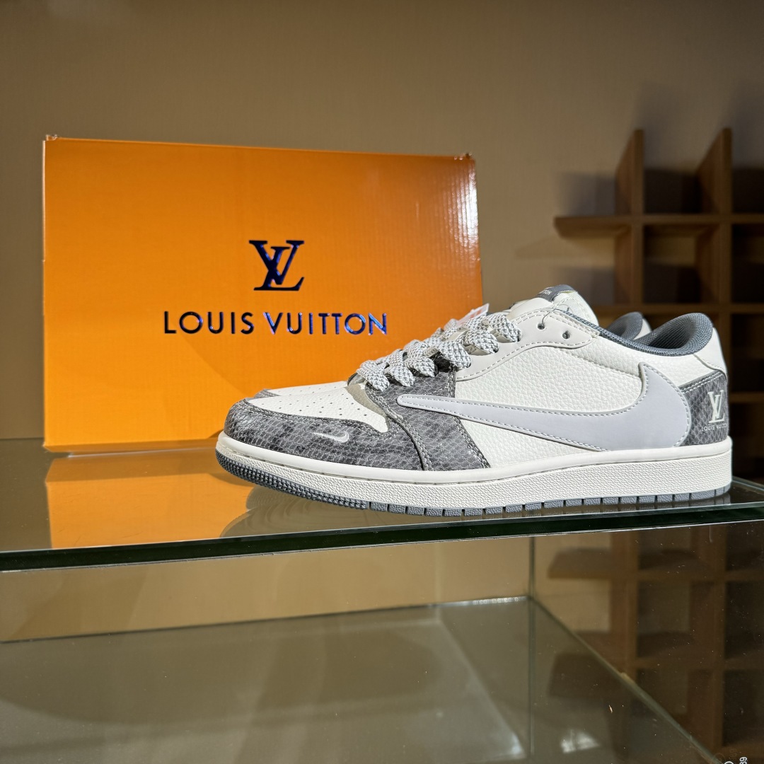 280 Travis Scott x Fragment Design x Air Jordan 1 Low SP AJ1 乔1 LV联名 蛇纹灰 低帮文化休闲板鞋 XS7089-619