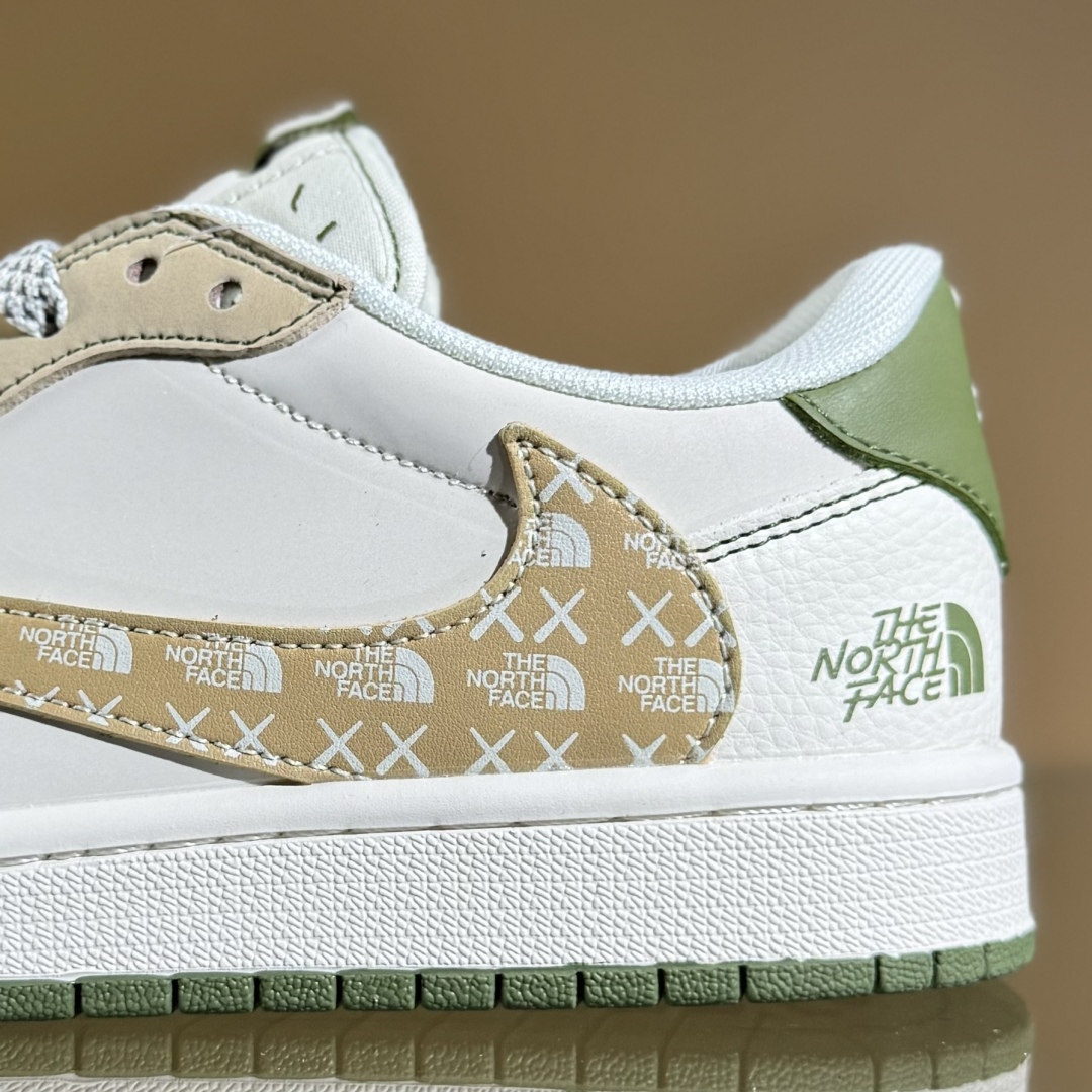 280 Travis Scott x Fragment Design x Air Jordan 1 Low SP AJ1 乔1 北面联名 印字米白卡其绿 低帮文化休闲板鞋 QW5088-204