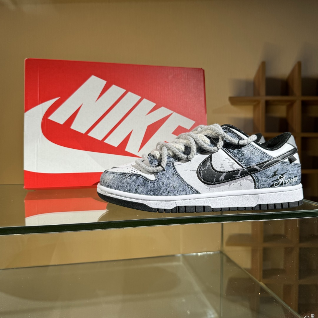 280 Nike SB Dunk Low 熊猫恶作剧-滑行轨迹 绑带 低帮休闲板鞋 DD1391-100