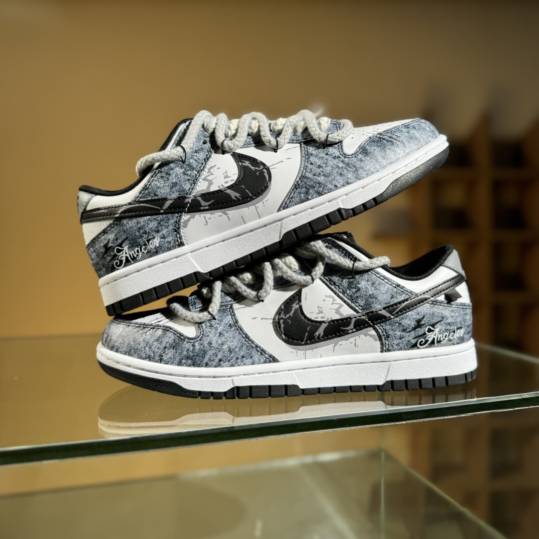 280 Nike SB Dunk Low 熊猫恶作剧-滑行轨迹 绑带 低帮休闲板鞋 DD1391-100