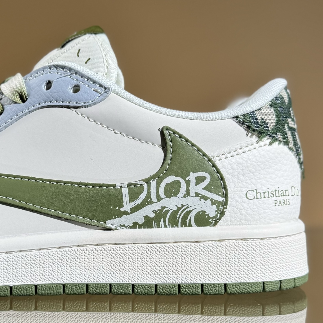 280 Travis Scott x Fragment Design x Air Jordan 1 Low SP AJ1 乔1 迪奥联名 米灰绿 低帮文化休闲板鞋 QW5088-203