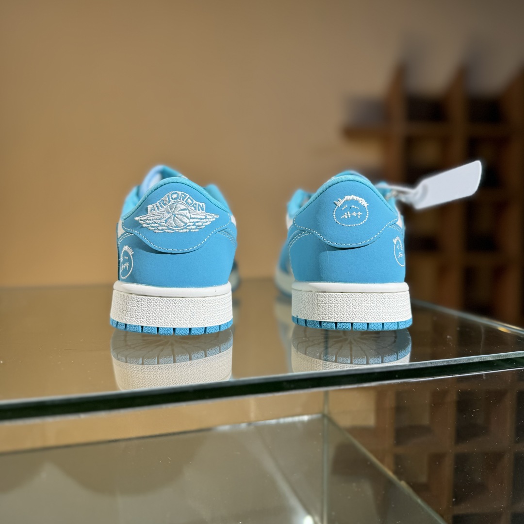 280 Travis Scott x Fragment Design x Air Jordan 1 Low SP AJ1 乔1 LV联名 浅天蓝 低帮文化休闲板鞋 LD2025-034