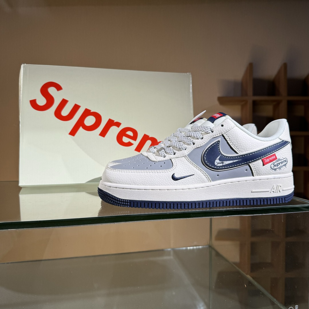 260 Nike Air Force 1'07 Low Supreme联名 夜幕蓝 空军一号定制休闲板鞋 SM6668-112