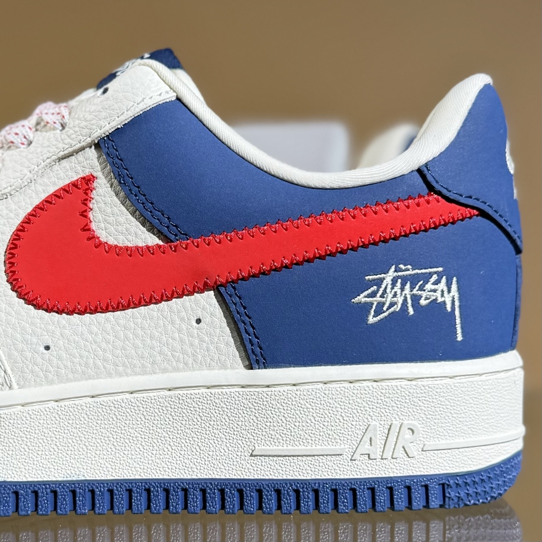 260 Nike Air Force 1'07 Low 斯图西联名 米蓝红针织勾 空军一号定制休闲板鞋 KJ1688-008