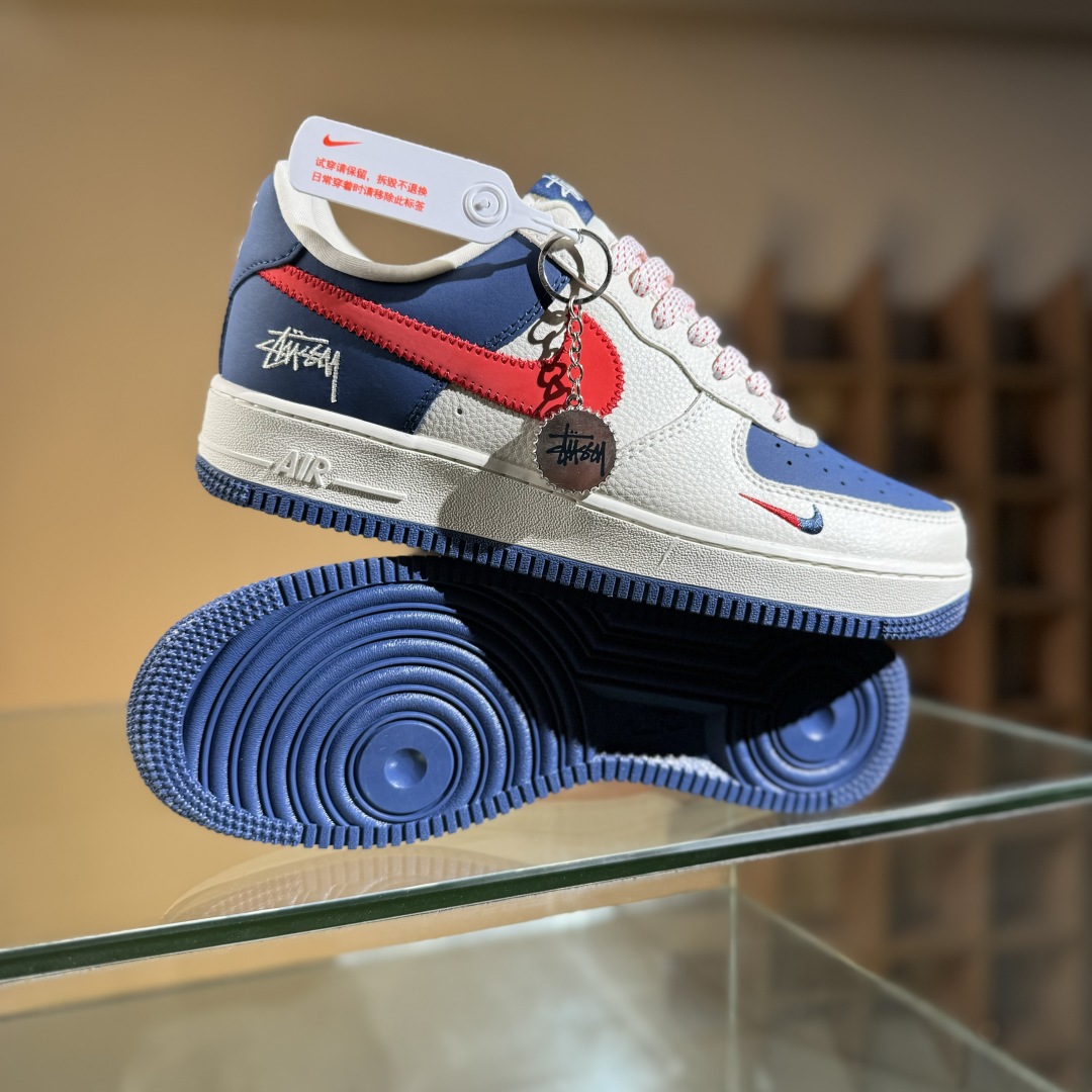 260 Nike Air Force 1'07 Low 斯图西联名 米蓝红针织勾 空军一号定制休闲板鞋 KJ1688-008