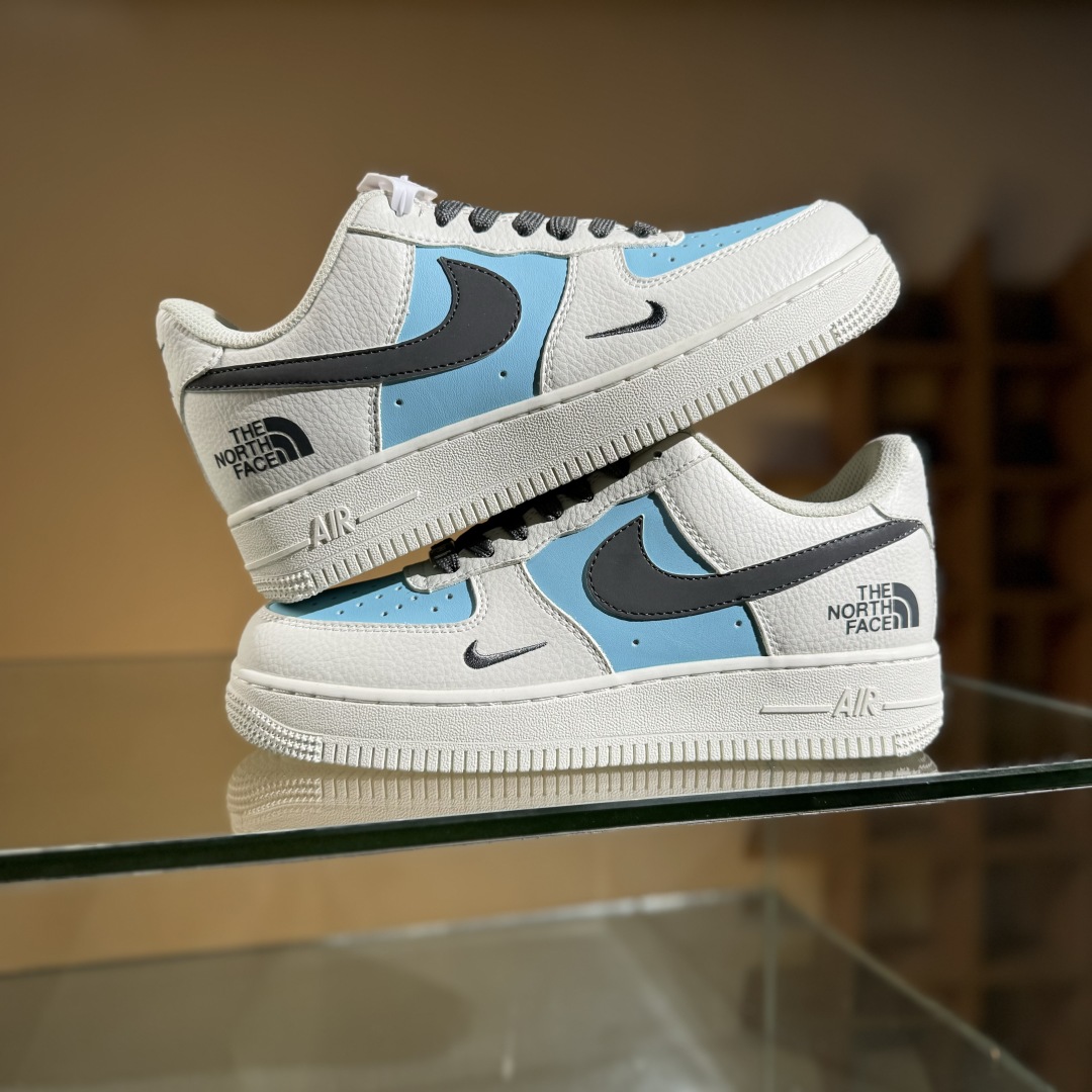260 Nike Air Force 1'07 Low 北面联名 米浅蓝灰勾 空军一号定制休闲板鞋 CS5288-026