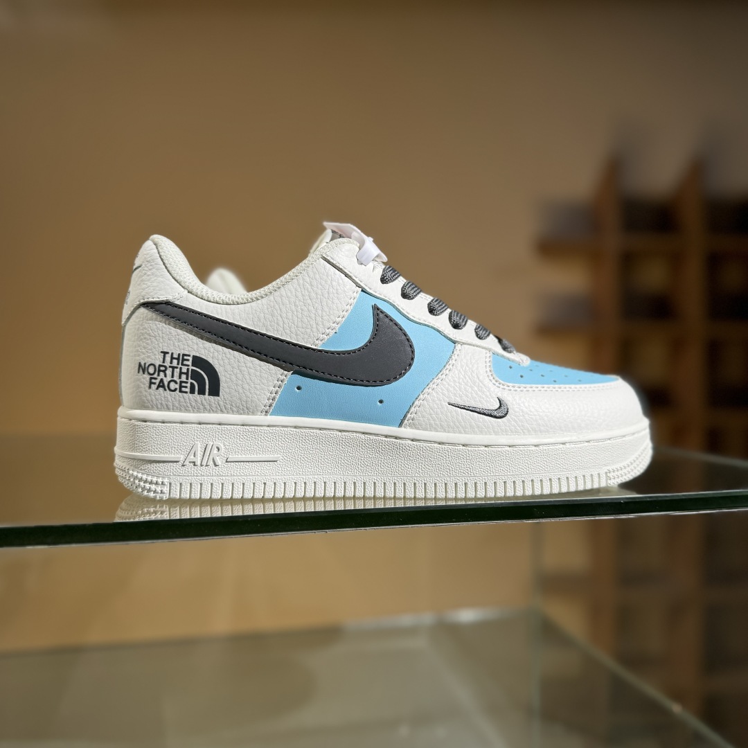 260 Nike Air Force 1'07 Low 北面联名 米浅蓝灰勾 空军一号定制休闲板鞋 CS5288-026
