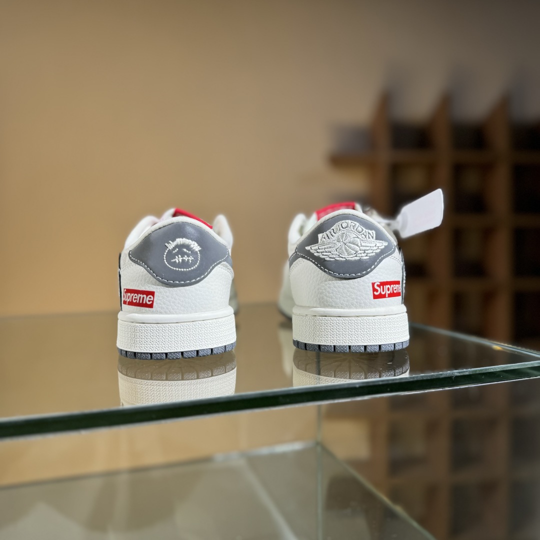 280 Travis Scott x Fragment Design x Air Jordan 1 Low SP AJ1 乔1 Supreme联名 米白暗花 低帮文化休闲板鞋 XS2025-050