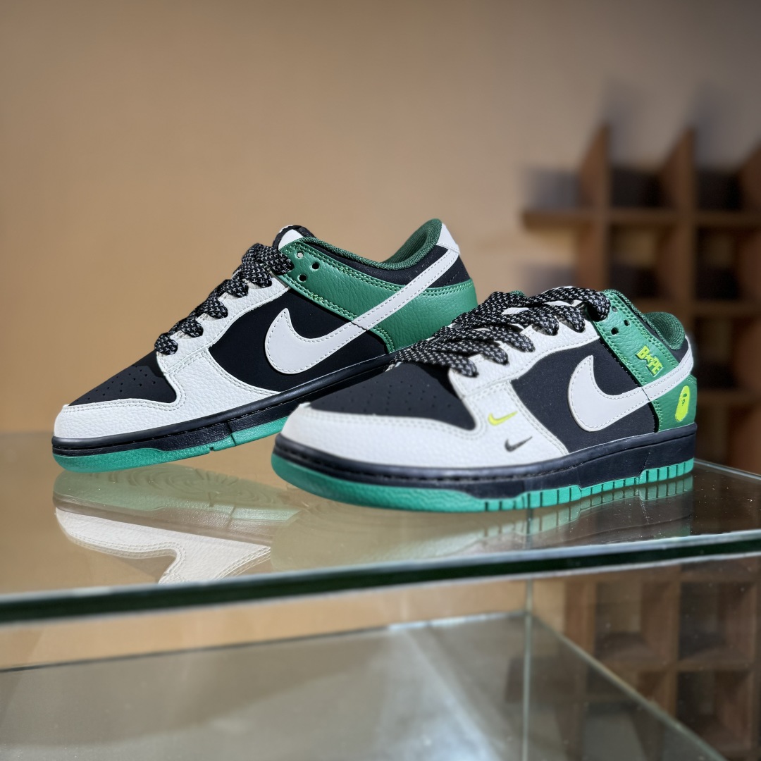 280 Nike SB Dunk Low Bape联名 米黑绿双勾  低帮休闲板鞋 QW5836-015