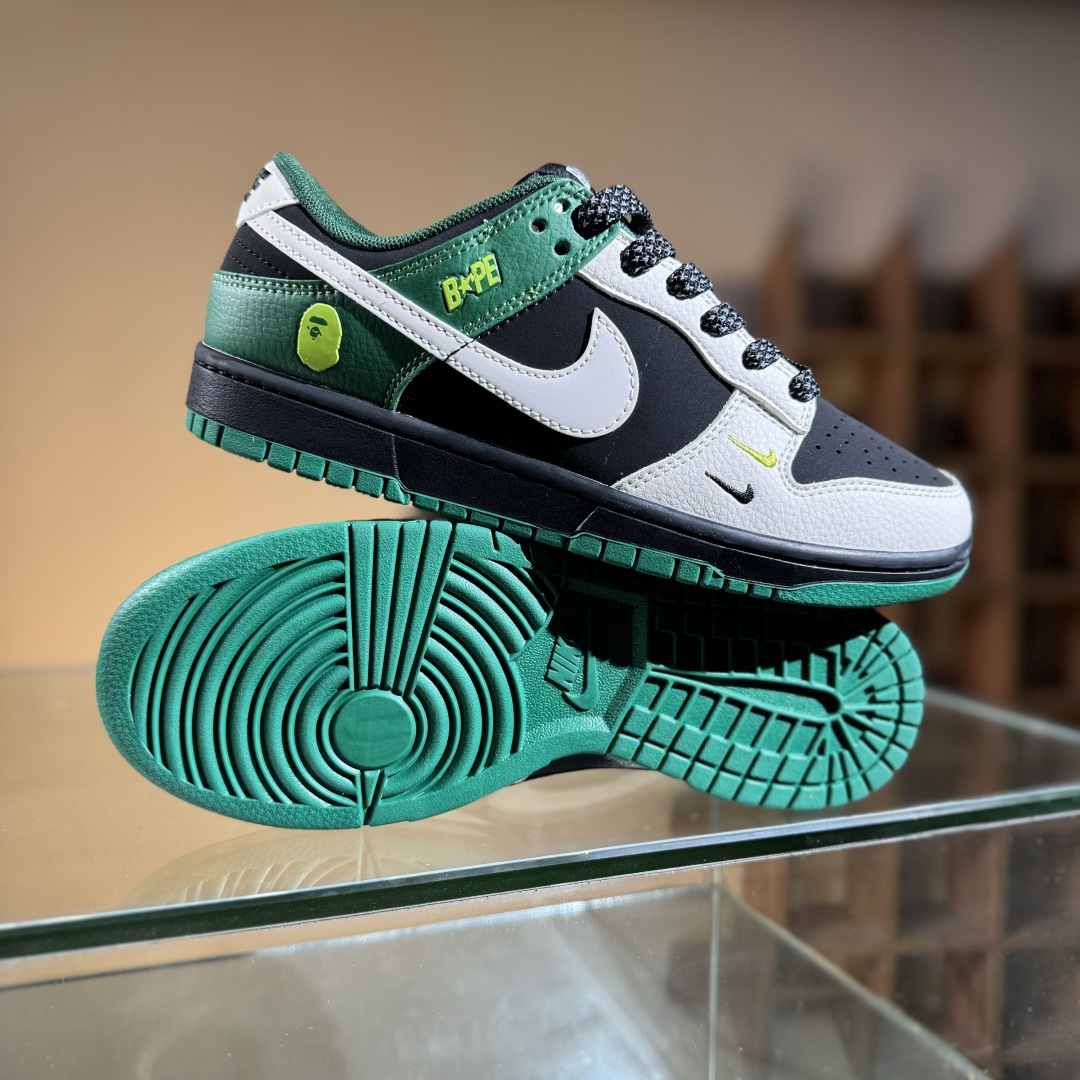 280 Nike SB Dunk Low Bape联名 米黑绿双勾  低帮休闲板鞋 QW5836-015