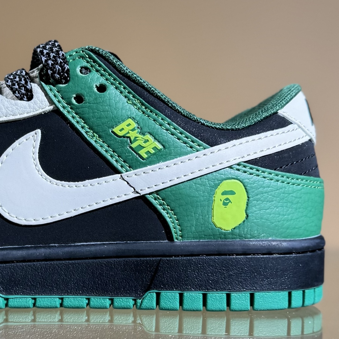 280 Nike SB Dunk Low Bape联名 米黑绿双勾  低帮休闲板鞋 QW5836-015