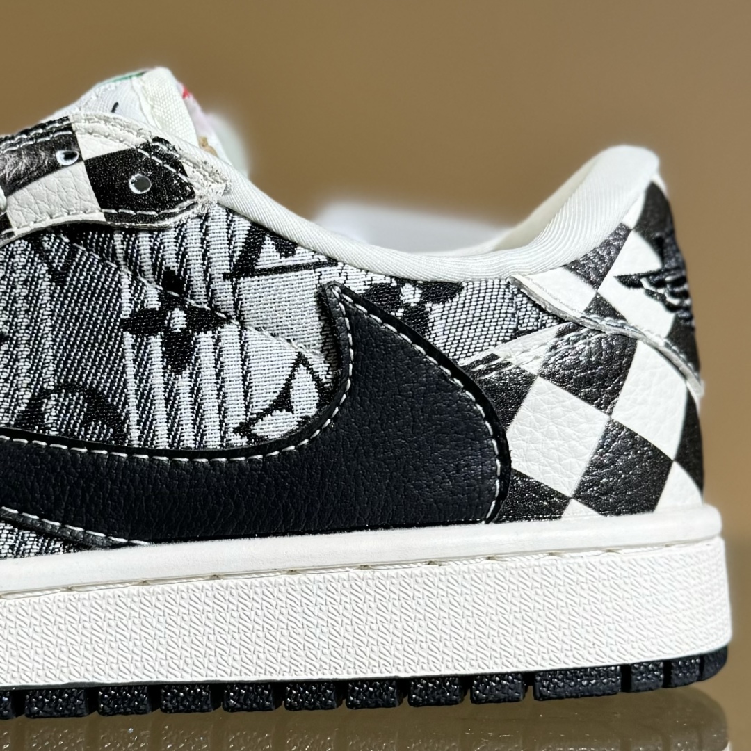 280 Travis Scott x Fragment Design x Air Jordan 1 Low SP AJ1 乔1 LV联名 黑白格牛仔 低帮文化休闲板鞋 LD2028-047