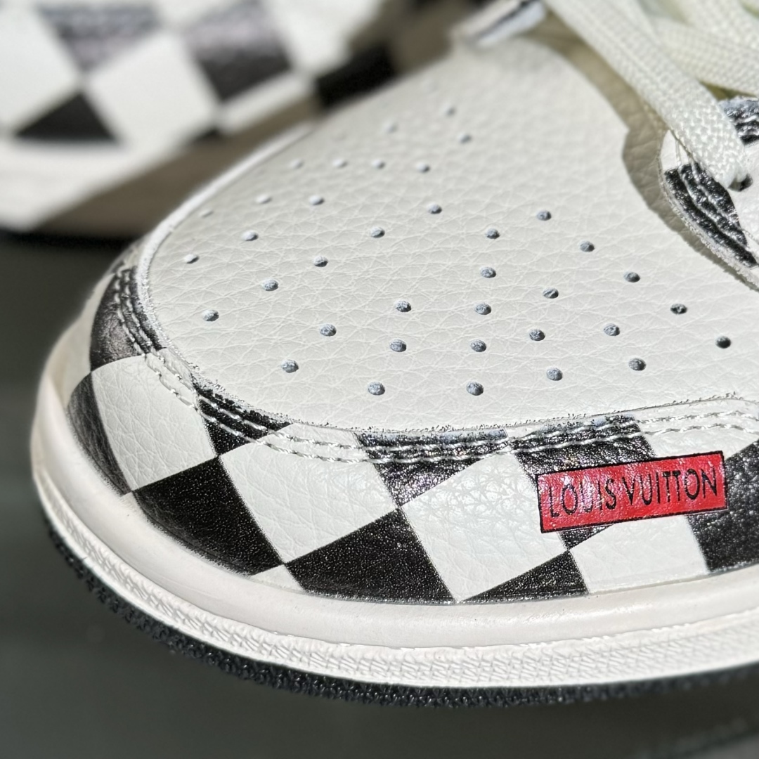 280 Travis Scott x Fragment Design x Air Jordan 1 Low SP AJ1 乔1 LV联名 黑白格牛仔 低帮文化休闲板鞋 LD2028-047