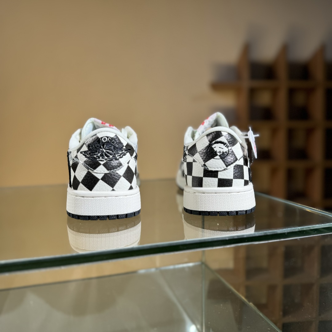 280 Travis Scott x Fragment Design x Air Jordan 1 Low SP AJ1 乔1 LV联名 黑白格牛仔 低帮文化休闲板鞋 LD2028-047