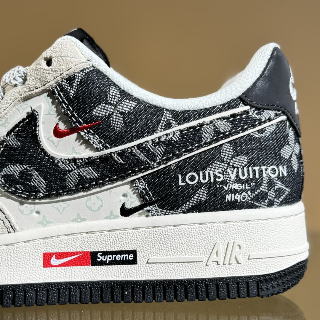 260 Nike Air Force 1'07 Low LV联名 猪八牛仔米黑 空军一号定制休闲板鞋 MZ9588-803