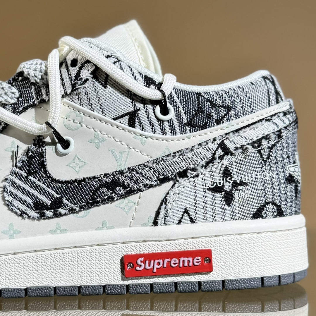 300 Travis Scott x Fragment Design x Air Jordan 1 Low SP AJ1 乔1 LV联名 黑帆布抽绳 低帮文化休闲板鞋 YX5066-372