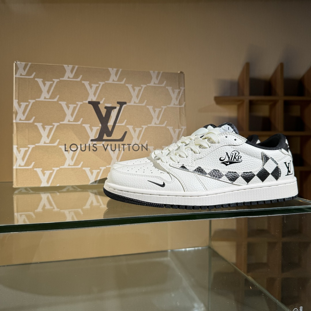 280 Travis Scott x Fragment Design x Air Jordan 1 Low SP AJ1 乔1 LV联名 白黑两小勾 低帮文化休闲板鞋 LD2028-040