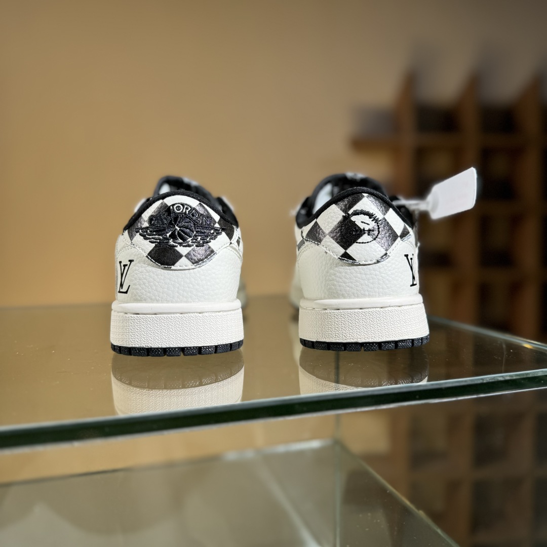 280 Travis Scott x Fragment Design x Air Jordan 1 Low SP AJ1 乔1 LV联名 白黑两小勾 低帮文化休闲板鞋 LD2028-040