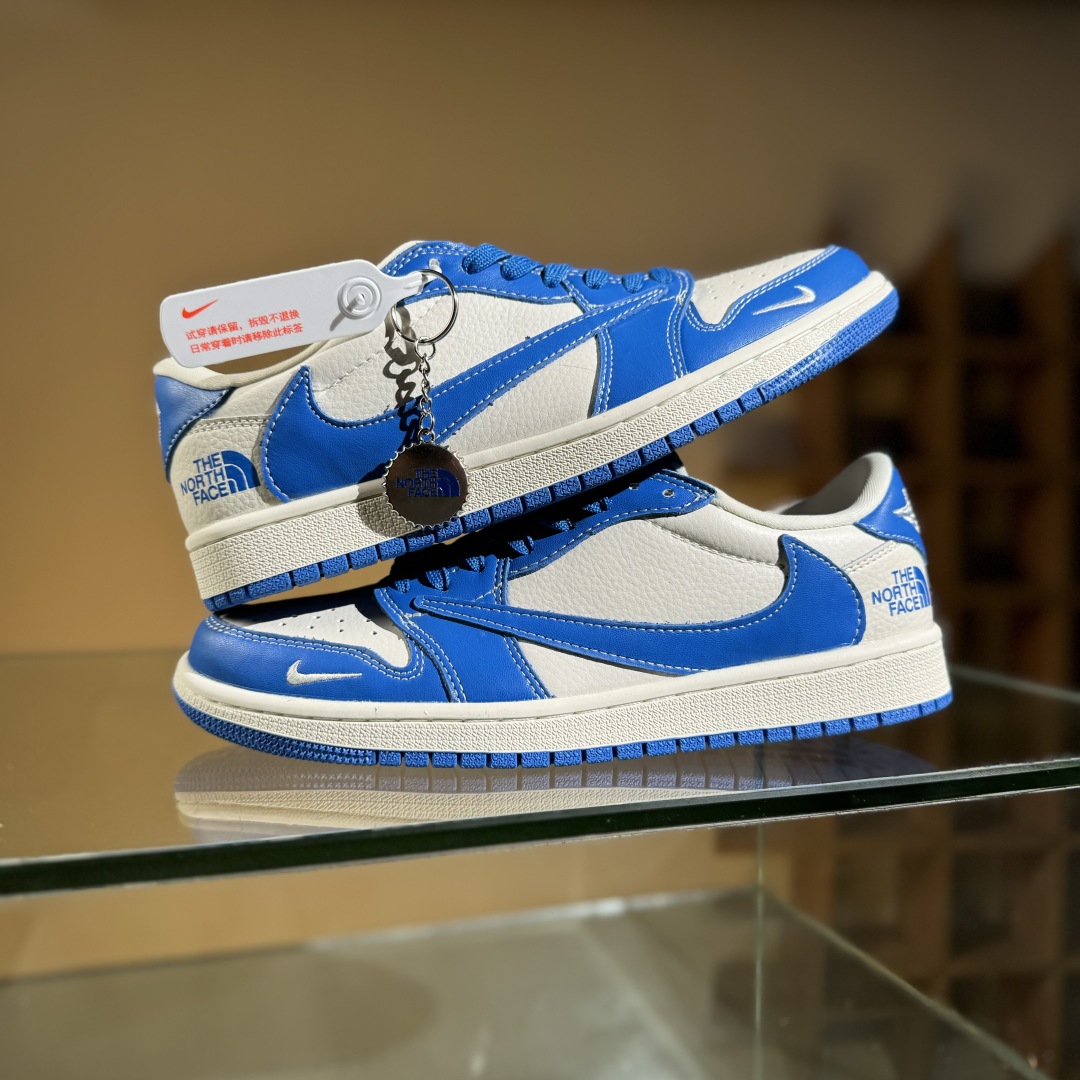 280 Travis Scott x Fragment Design x Air Jordan 1 Low SP AJ1 乔1 北面联名 蓝白 低帮文化休闲板鞋 LD2025-033