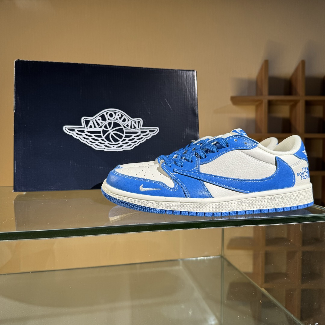 280 Travis Scott x Fragment Design x Air Jordan 1 Low SP AJ1 乔1 北面联名 蓝白 低帮文化休闲板鞋 LD2025-033