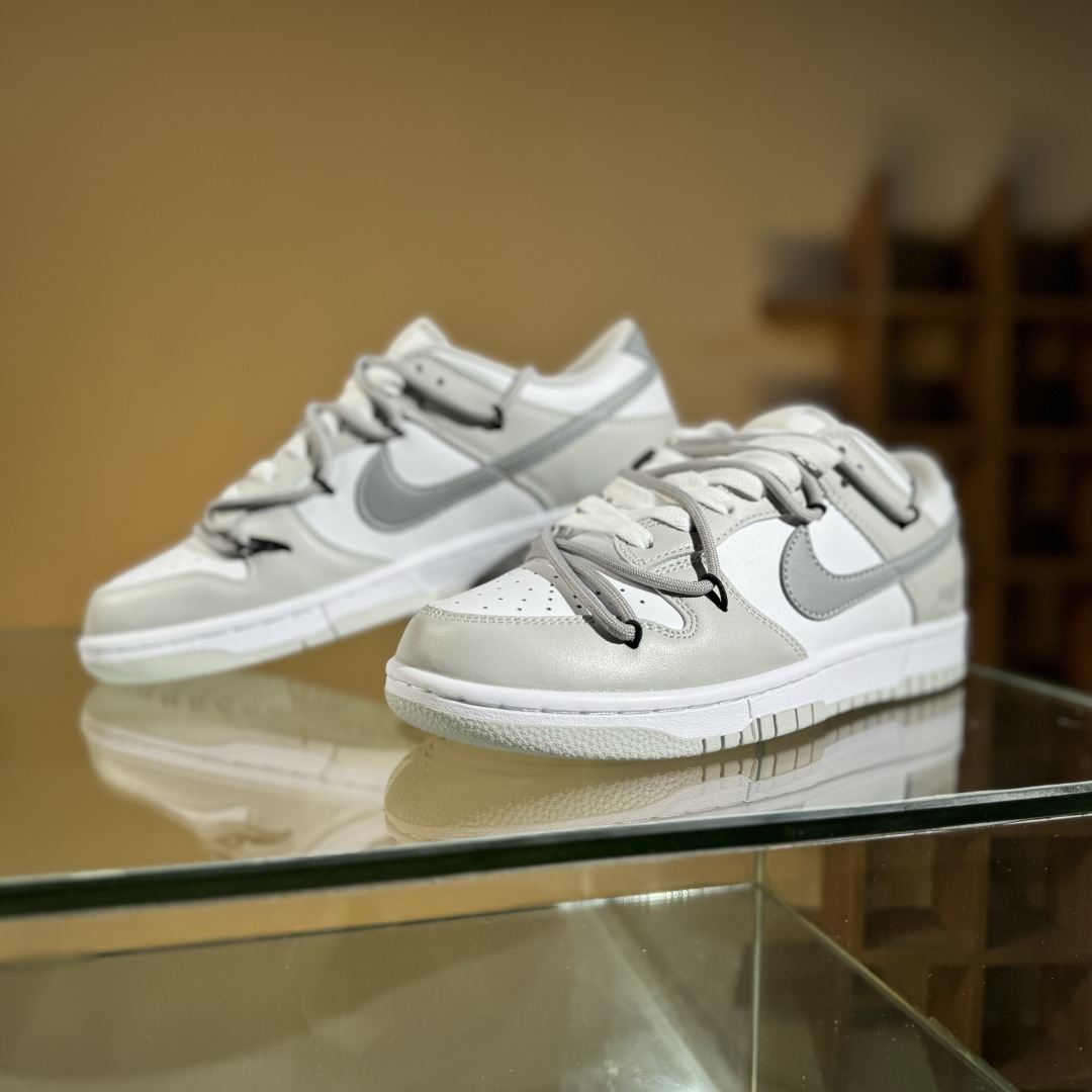 220 Nike SB Dunk Low 白灰 绑带 低帮休闲板鞋 DD1391-103
