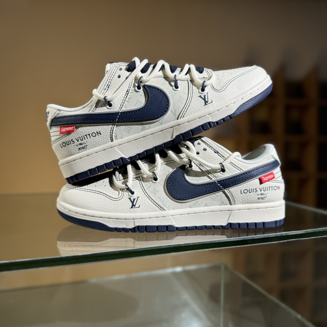 300 Nike SB Dunk Low LV联名 海军蓝抽绳  低帮休闲板鞋 YX5066-370