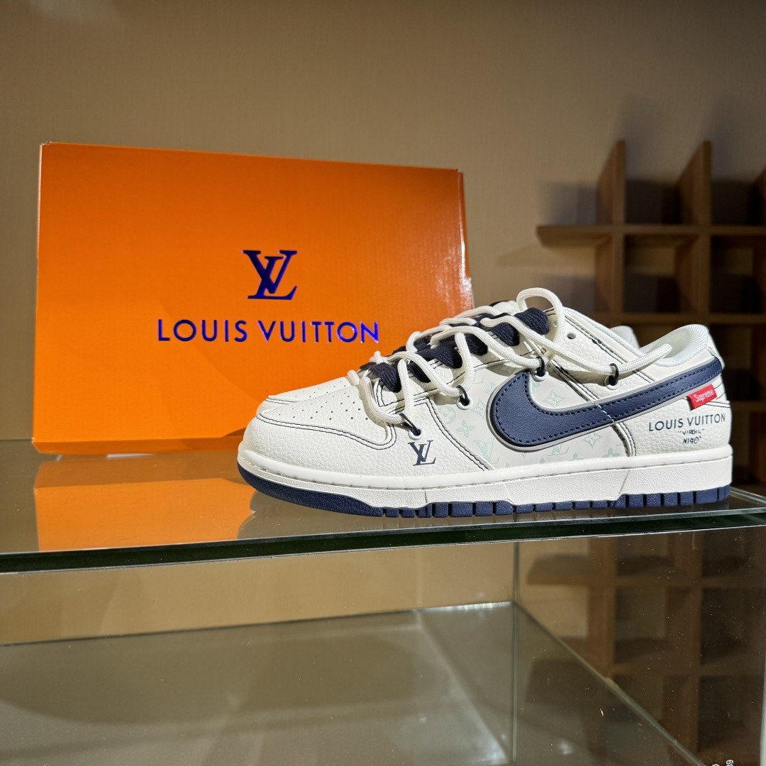 300 Nike SB Dunk Low LV联名 海军蓝抽绳  低帮休闲板鞋 YX5066-370