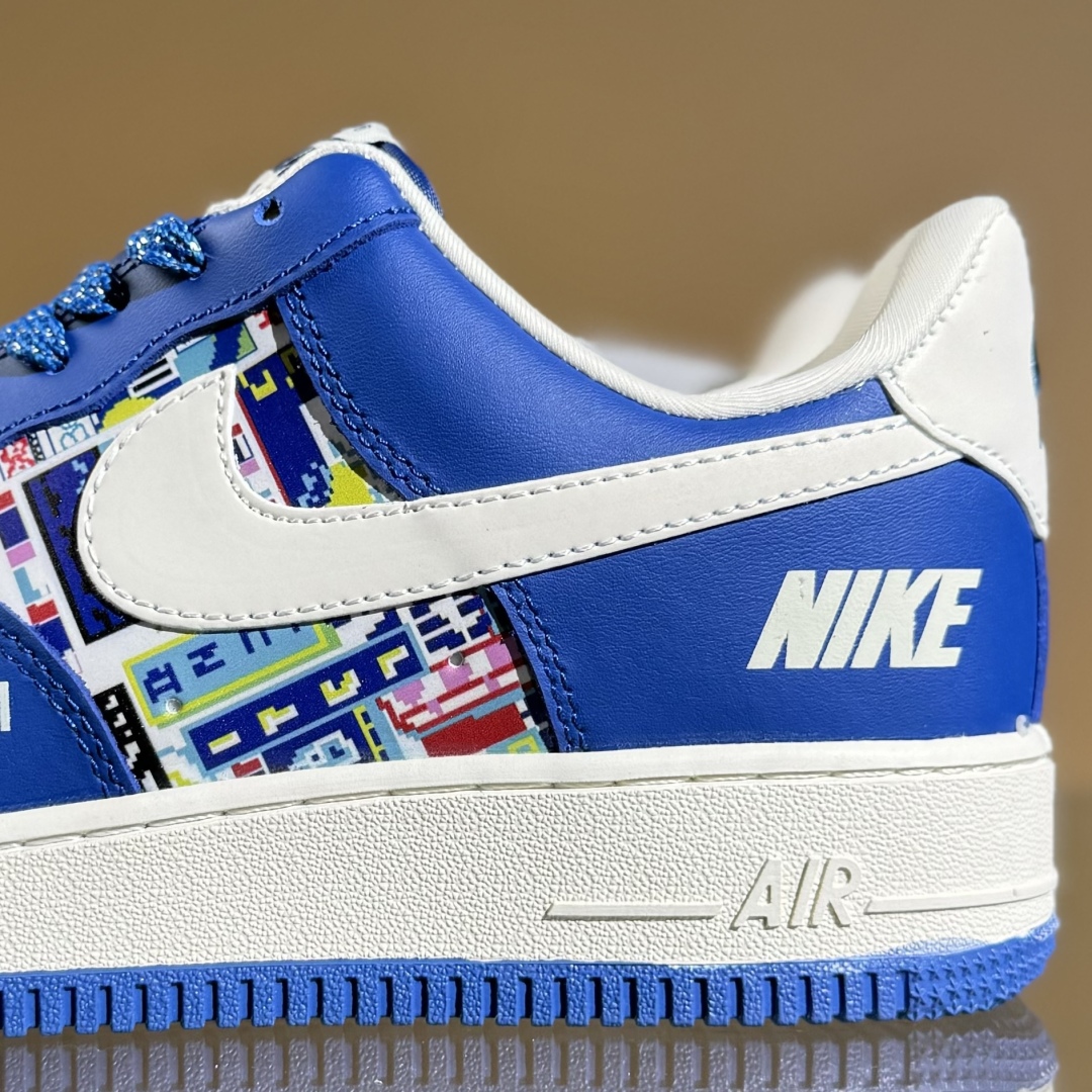 260 Nike Air Force 1'07 Low 耐克联名 双拼蓝白勾 空军一号低帮休闲板鞋 KJ1688-009