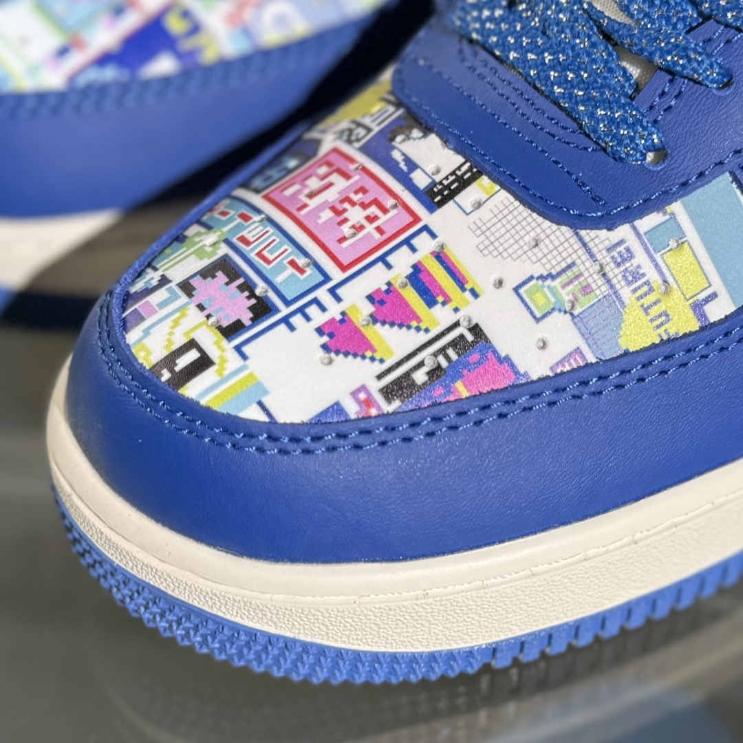 260 Nike Air Force 1'07 Low 耐克联名 双拼蓝白勾 空军一号低帮休闲板鞋 KJ1688-009