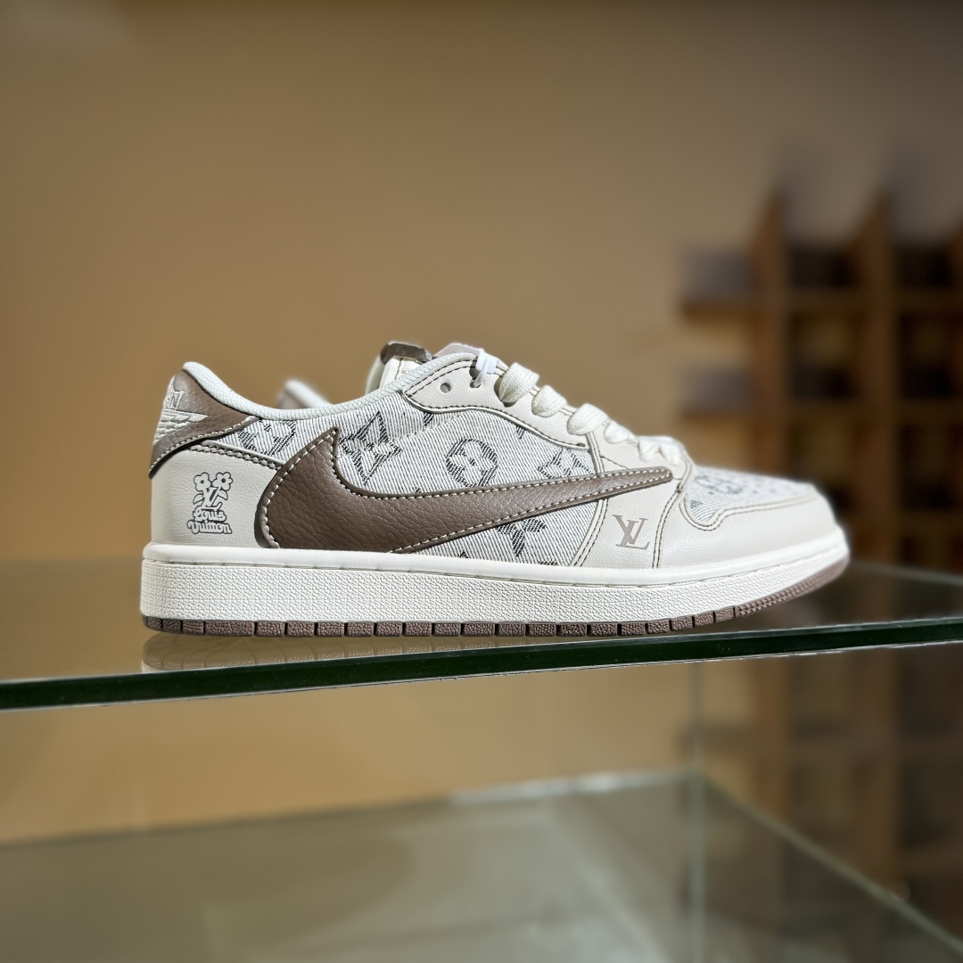 280 Travis Scott x Fragment Design x Air Jordan 1 Low SP AJ1 乔1 LV联名 米棕布尾 低帮文化休闲板鞋 XS7089-605