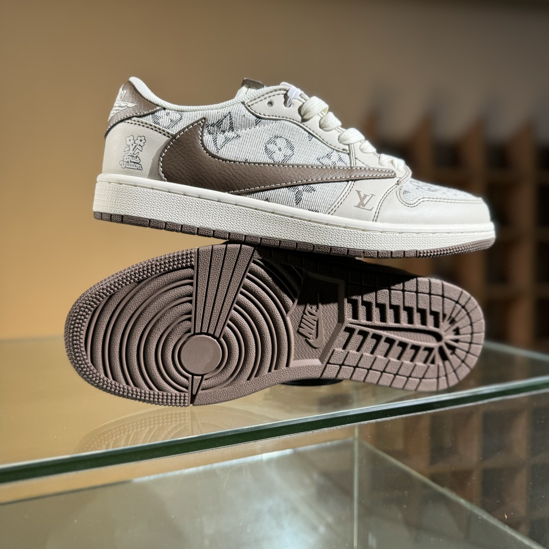 280 Travis Scott x Fragment Design x Air Jordan 1 Low SP AJ1 乔1 LV联名 米棕布尾 低帮文化休闲板鞋 XS7089-605