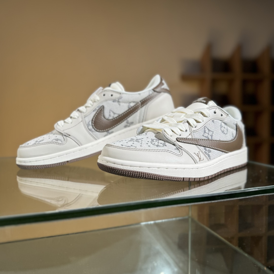 280 Travis Scott x Fragment Design x Air Jordan 1 Low SP AJ1 乔1 LV联名 米棕布尾 低帮文化休闲板鞋 XS7089-605