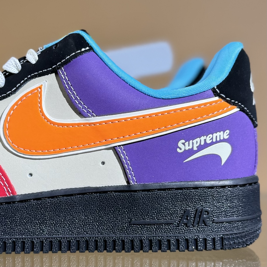 260 Nike Air Force 1'07 Low Supreme联名 红黄紫 空军一号低帮休闲板鞋 KB1688-004